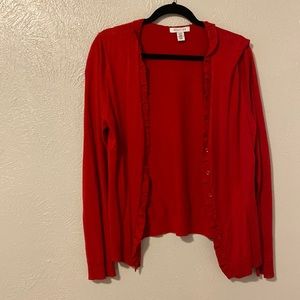 Closet clean out sale! Accepting offers! Ruffle front red cardigan
